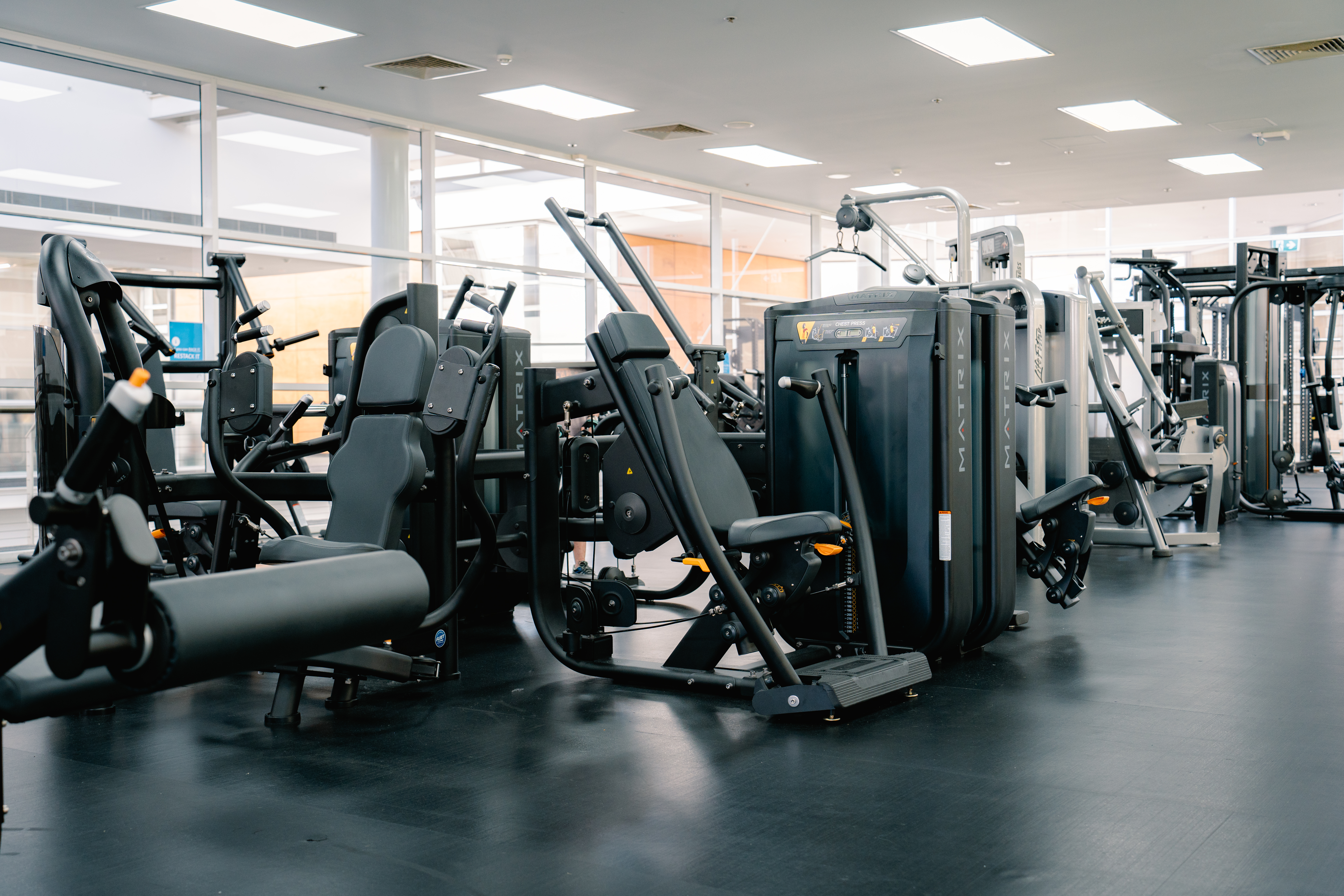 A photo of different gym machines and equipment