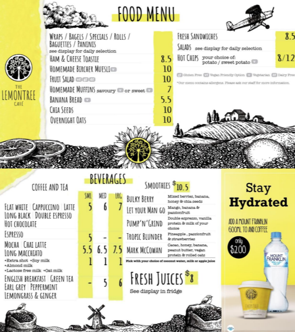 Food and Beverage Menu
