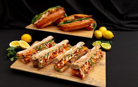 A staged photo of assorted baguettes and wraps